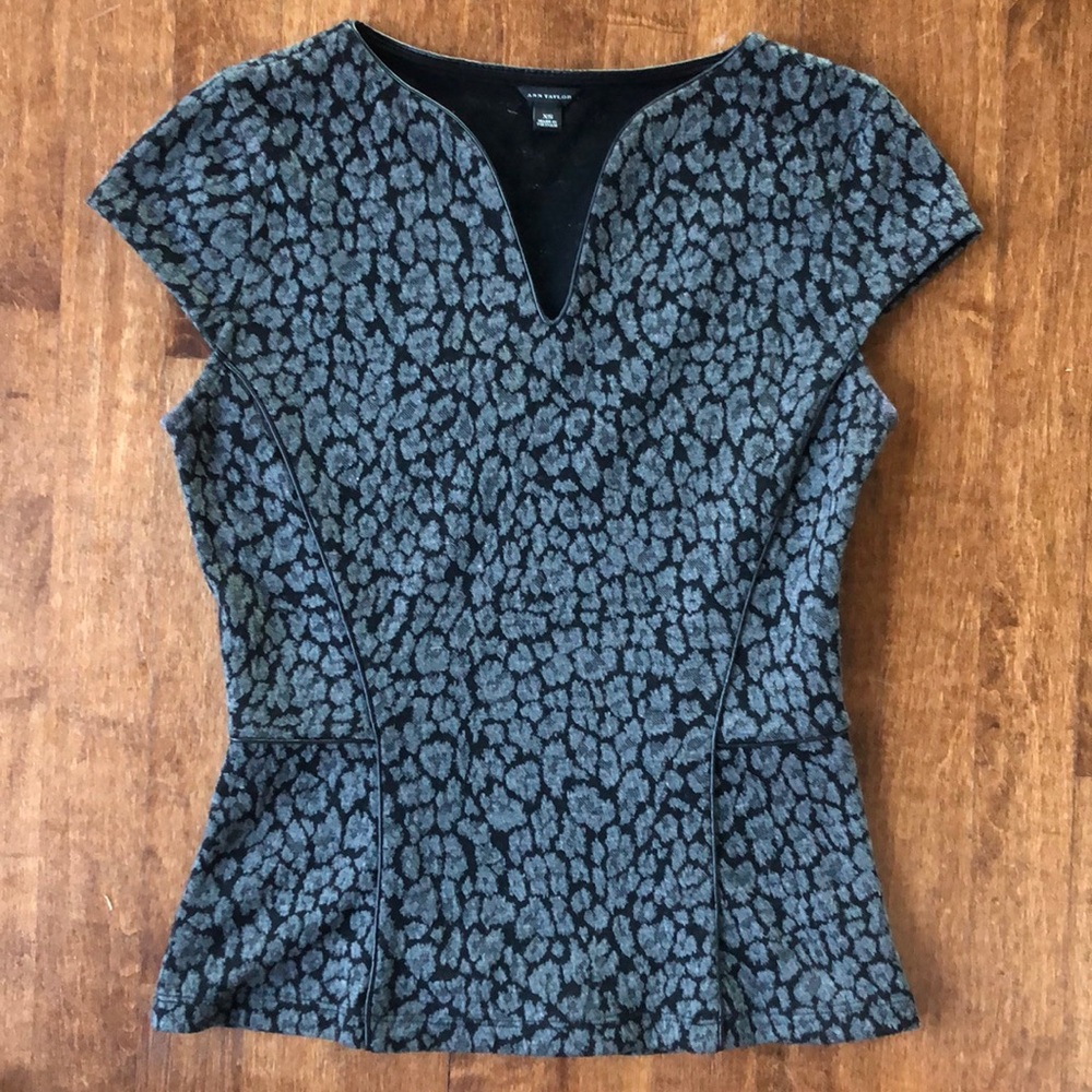 Fun top with faux leather detail